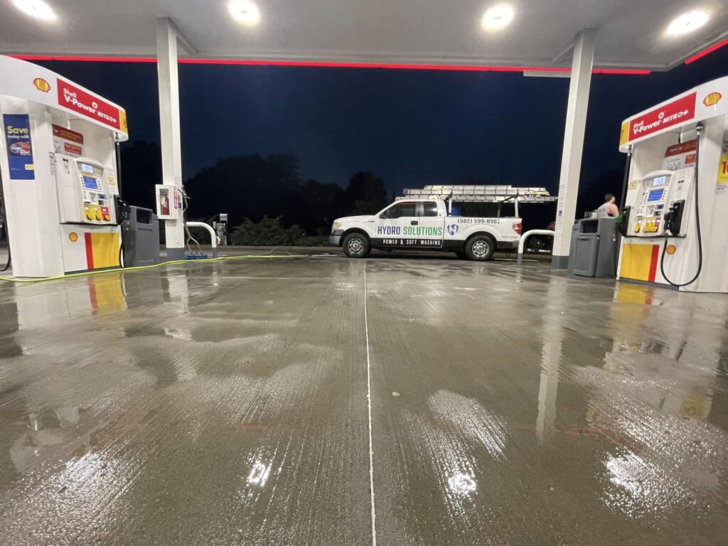 Fueling station pressure washing Louisville Ky and Indiana